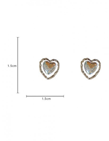 Изящные серьги-пусеты сердца с перламутром L82104