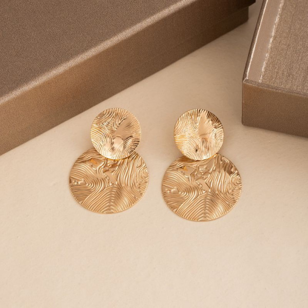 Элегантные висячие серьги двойные диски CJN90231