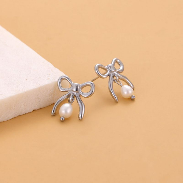 Серьги-пусеты Банты объемные фактурные CJL18236