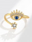 Кольцо «Магическое око» с синим кристаллом и ресничками Z49295