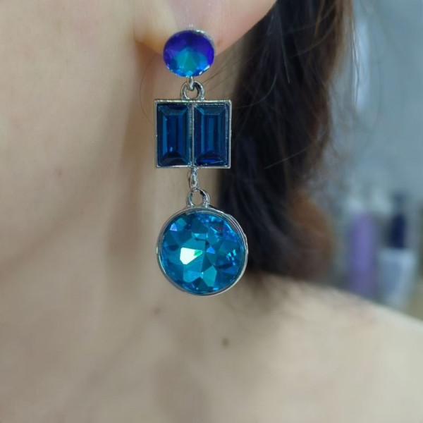 Висячие серьги с геометрическими вставками CJC61074