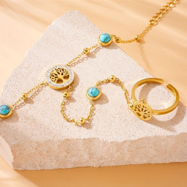 Слейв-браслет небесная лазурь с этническим орнаментом CJF41299