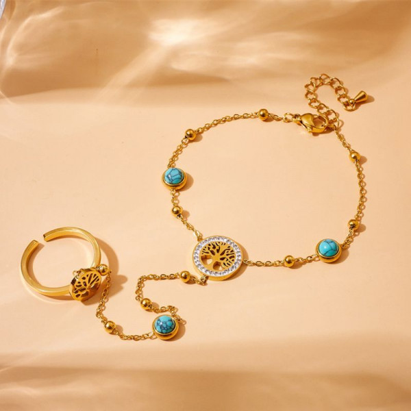 Слейв-браслет небесная лазурь с этническим орнаментом CJF41299