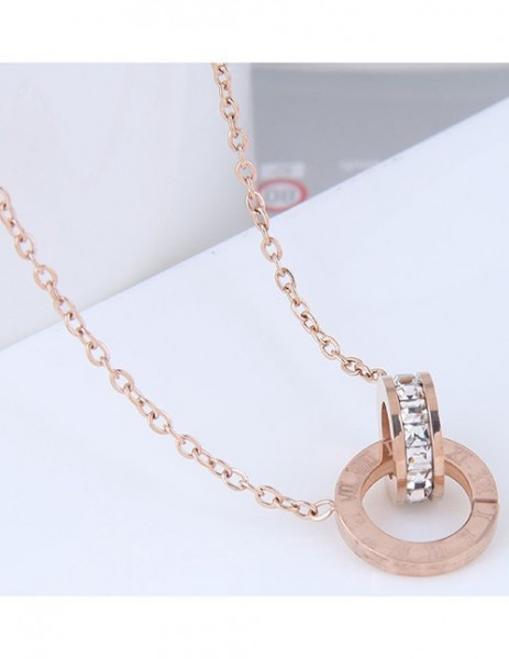 Стальное колье с двойным кулоном и римскими цифрами A64078