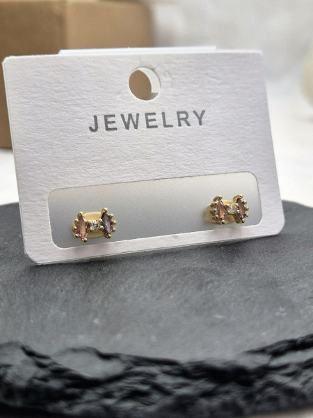 Серьги-гвоздики с цветными камнями 1J11013(CJJ)