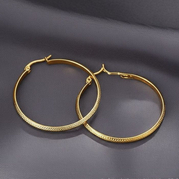 Большие классические серьги-кольца конго с глянцевым блеском J10371(CJJ)