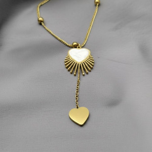 Колье-галстук с рифленым солнцем и сердцами J10644CJJ