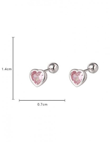 Милые серьги-пусеты розовые сердца Z17380