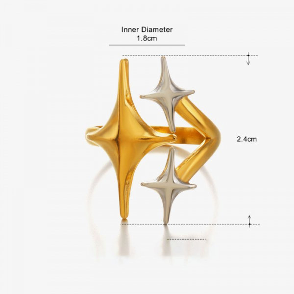 Широкое стальное кольцо с гравировкой в виде солнца и звезд CJN25417