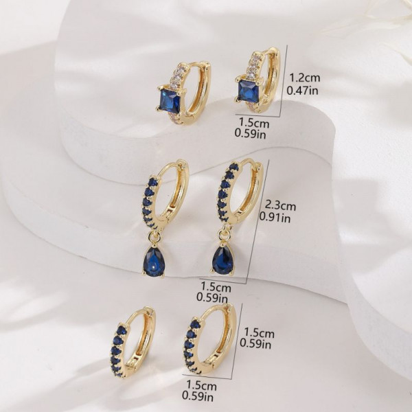 Золотистые серьги-конго с синими каплями CJR59487