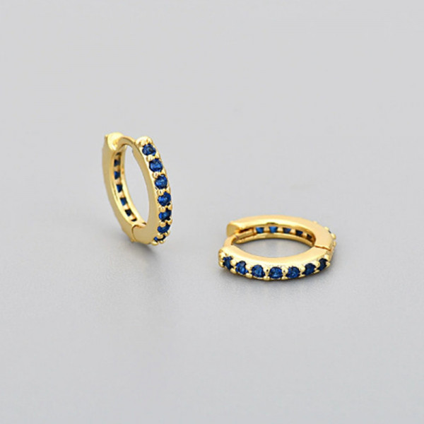 Золотистые серьги-конго с синими каплями CJR59487