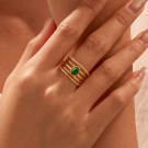 Многоярусное кольцо с зеленым камнем CJN89837