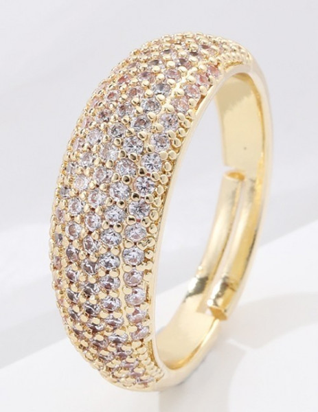 Широкое кольцо в форме купола с россыпью камней U82058