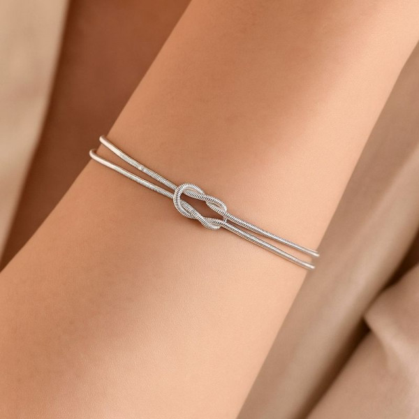 Браслет-цепочка серебристый с центральным кольцом 1J11906CJJ