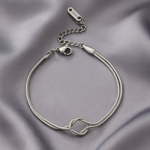 Браслет-цепочка серебристый с центральным кольцом 1J11906CJJ