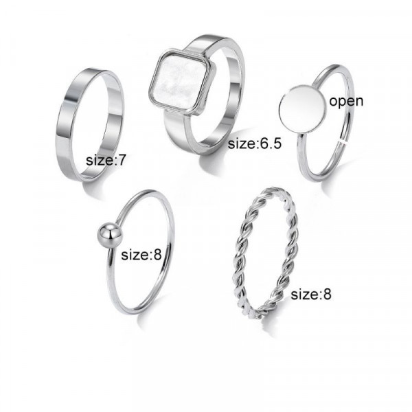 Серебристый набор колец с квадратными вставками CJJ11281