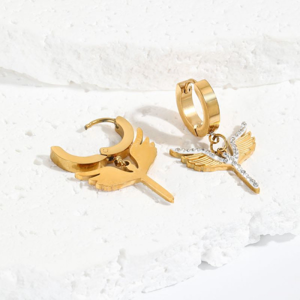 Серьги-кольца конго с подвесками в виде летящих птиц J10203CJJ