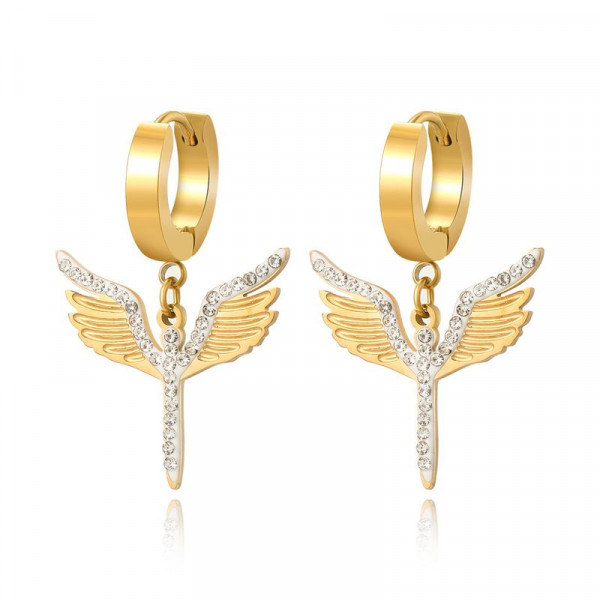 Серьги-кольца конго с подвесками в виде летящих птиц J10203CJJ