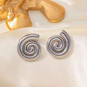 Серебристые серьги-пусеты Спирали CJH32179