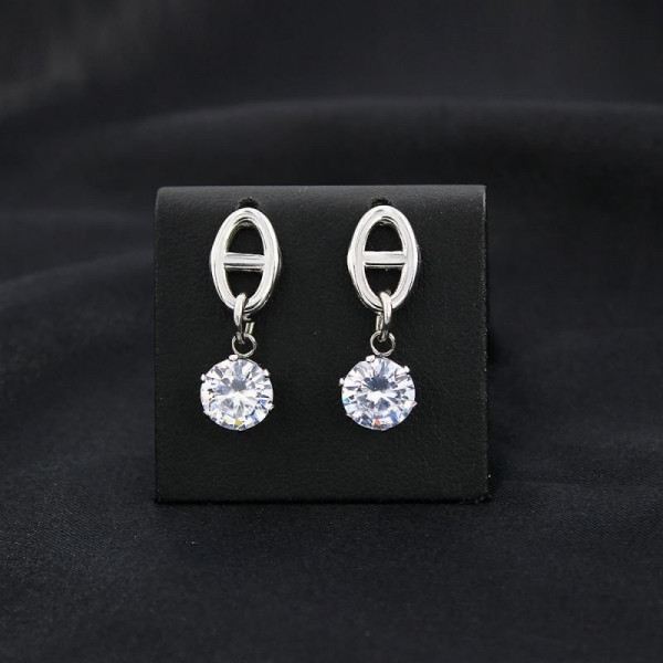 Висячие серьги с кристаллами и логотипом CJD01114