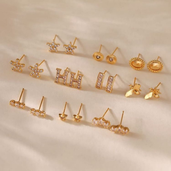 Серьги медь с напылением золотом J11014CJJ