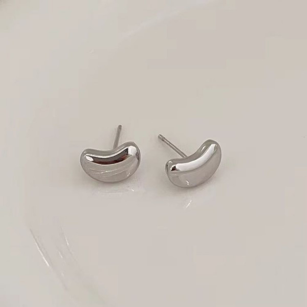 Серьги пусеты из медицинской стали в форме гладких бобов 1J10469CJJ