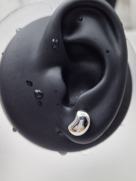 Серьги пусеты из медицинской стали в форме гладких бобов 1J10469CJJ