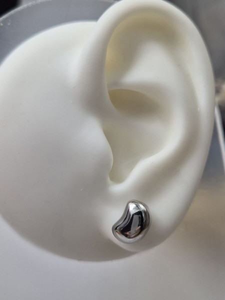 Серьги пусеты из медицинской стали в форме гладких бобов 1J10469CJJ