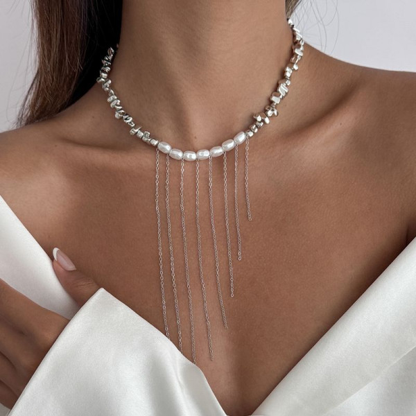 Колье ювелирный сплав с жемчужинами 1J11867CJJ