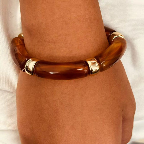 Браслет жесткий трубчатый из цветного глянцевого акрила CJP93764