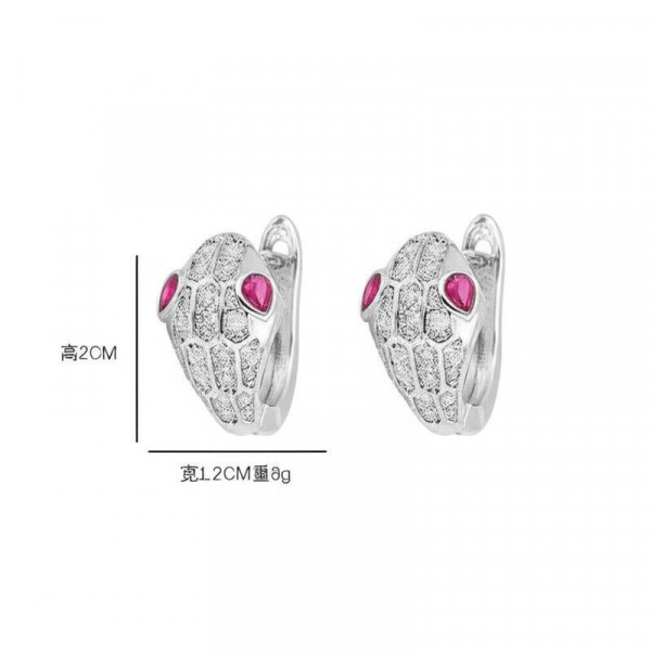 Серебристые стальные серьги в форме змей с яркими глазами 1J11982CJJ