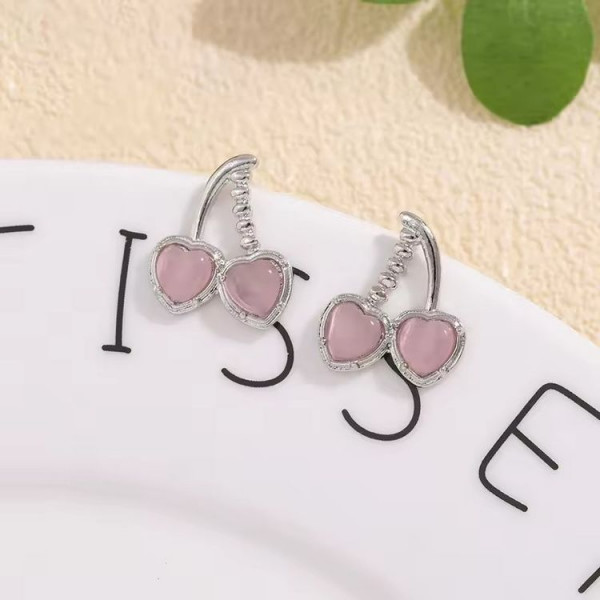 Серьги-пусеты Розовые вишни в серебристой оправе 1J10420CJJ