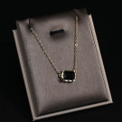 Золотистая Цепочка с прямоугольным черным кристаллом CJH43958