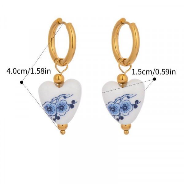 Золотистые серьги-конго с изящными цветными подвесками CJN49712