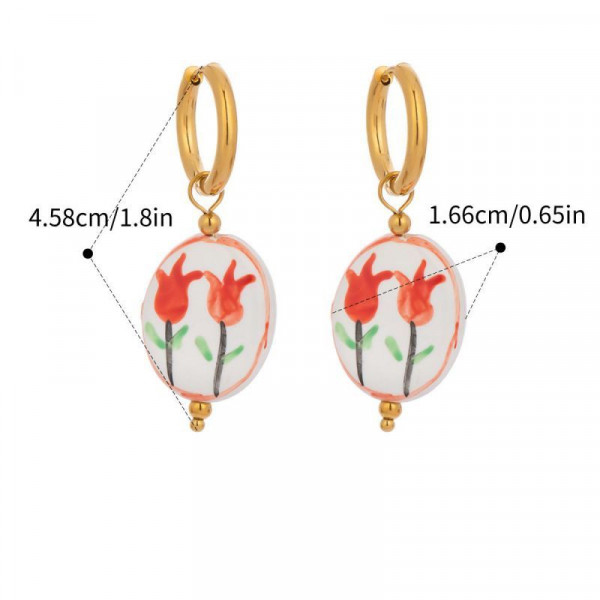 Золотистые серьги-конго с изящными цветными подвесками CJN49712