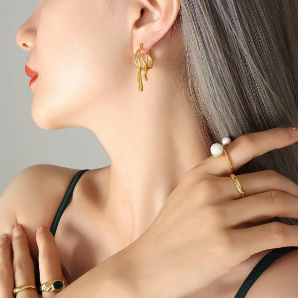 Серьги висячие Капли серебристые CJC98741