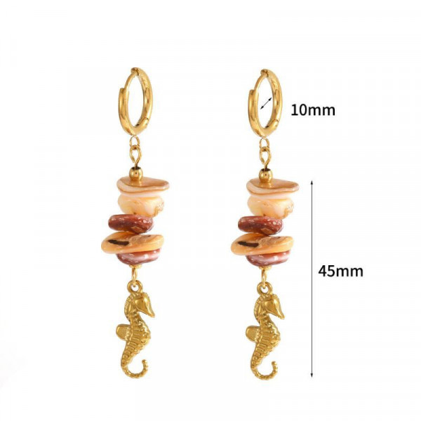 Серьги-пусеты Морские с каменной крошкой CJN31980