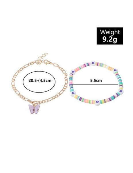 Браслет на ногу двухрядный с бабочкой G71287