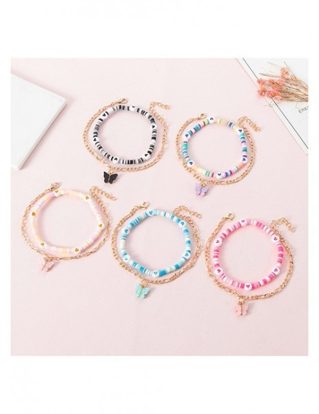 Браслет на ногу двухрядный с бабочкой G71287