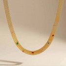 Золотистая плоская цепь с разноцветными кристаллами CJP82384