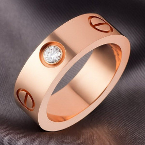 Кольцо стальное с напылением золотом и фианитами J10200CJJ