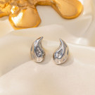 Серебристые серьги-пусеты Объемные капли CJH31969