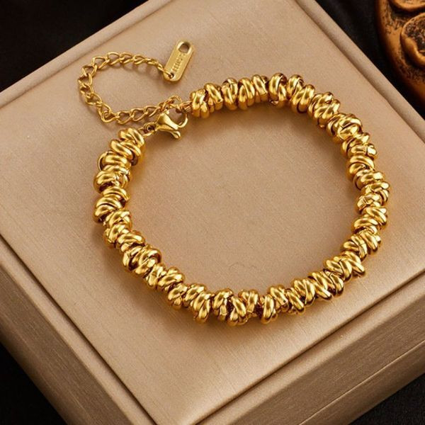 Браслет цепочка с фактурными сферическими звеньями CJL91252