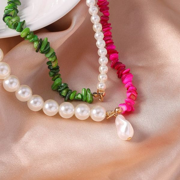 Двойное жемчужное колье с яркими каменными вставками CJH54702