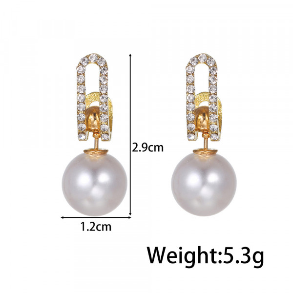 Серьги-пусеты с крупным жемчугом на дуге Z59712