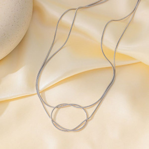 Двойное колье с переплетенными кольцами CJH32116