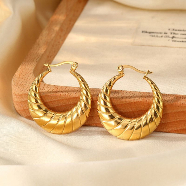 Серьги-кольца объемные фактурные CJM03748