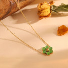 Цепочка с подвеской в форме клевера из зеленого камня CJR85761