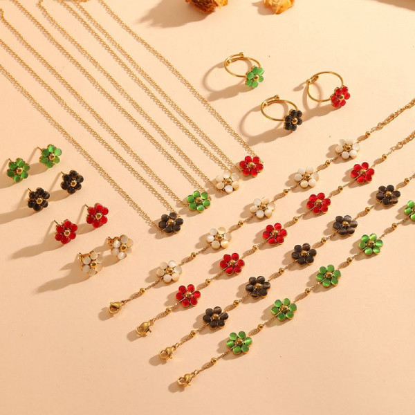 Цепочка с подвеской в форме клевера из зеленого камня CJR85761