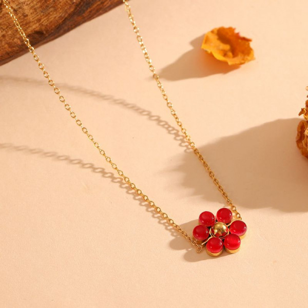 Цепочка с подвеской в форме клевера из зеленого камня CJR85761